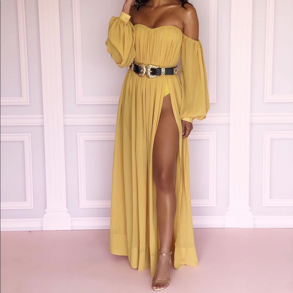 House of CB - Marlena Mustard Chiron Dress